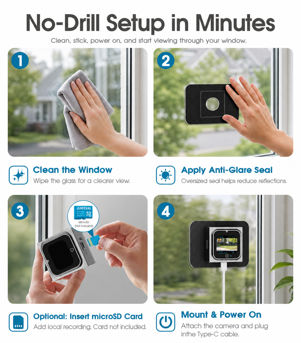 JURFEXAL W1 window camera - No-drill installation